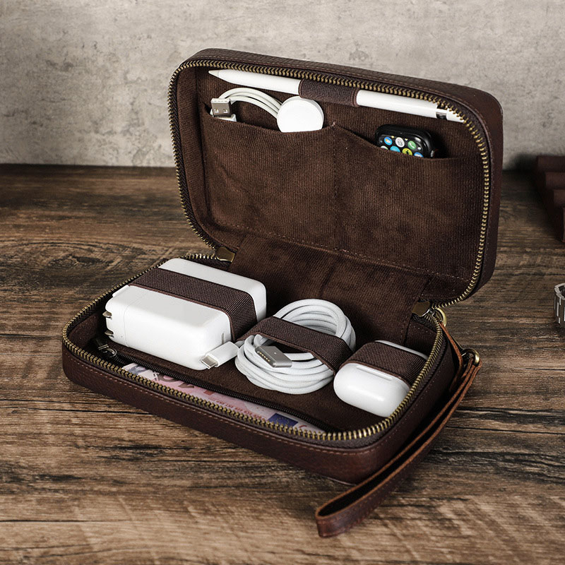 Office Tech Bag - Sac organisateur vintage en cuir de