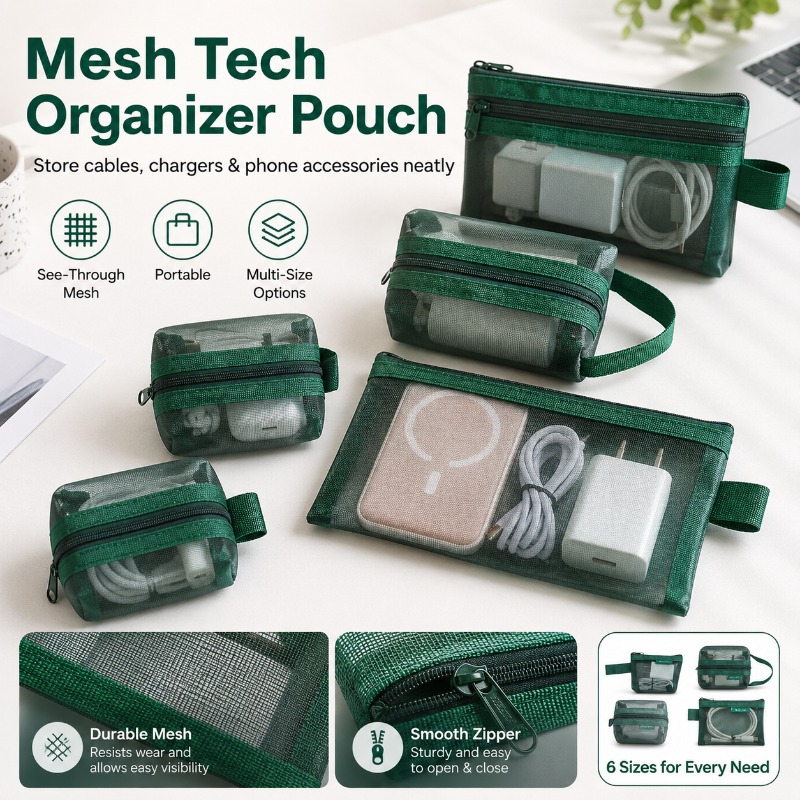 Office Tech Bag - Pochette de rangement en maille (6